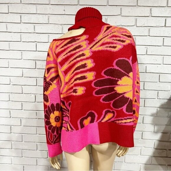 Farm Rio Pink Bold Floral Knit Sweater - Size Medium - Picture 5 of 9